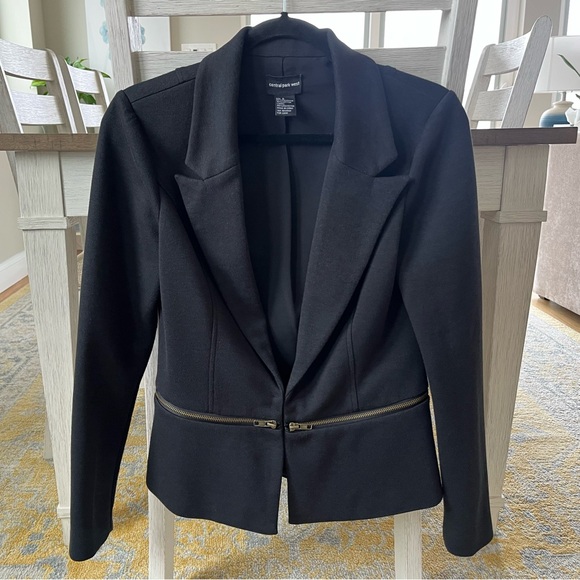 Central Park West Jackets & Blazers - Central Park West - Black Blazer - Gold Zipper Detail at Waist - Size Small